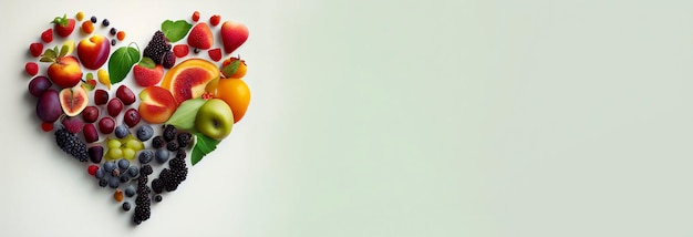 fruits and vegetable gathered make a shape of heart