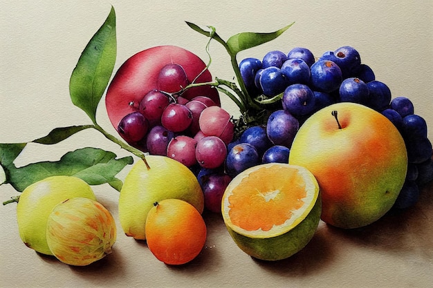 Fruits and vegetables color art