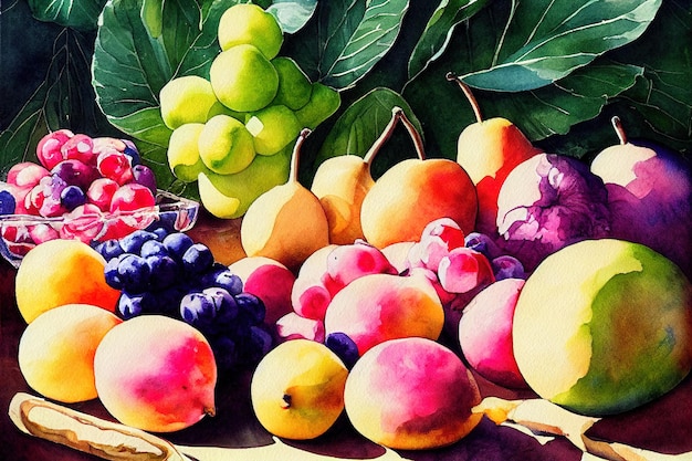 Fruits and vegetables color art