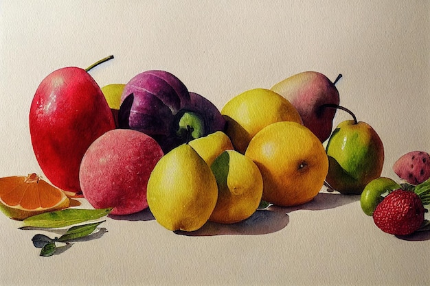 Fruits and vegetables color art