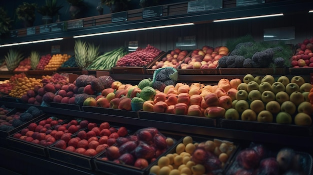 Fruits and vegetables a grocery store Generative Ai