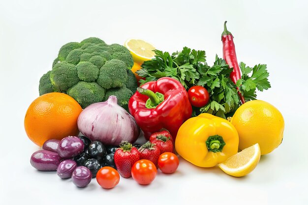 白い背景に隔離された果物と野菜