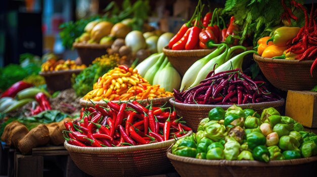 fruits and vegetables at a market