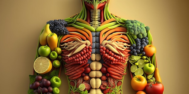 fruits and vegetables shaped human body