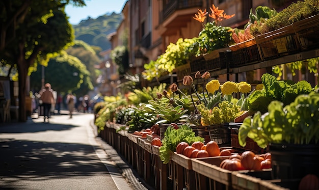 Fruits and vegetables on the street market Selective soft focus