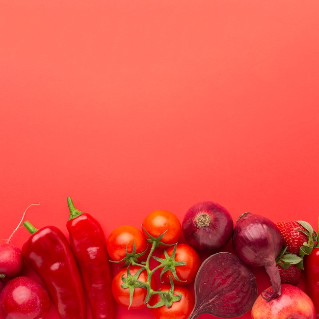 Photo fruits and vegetables with copy space