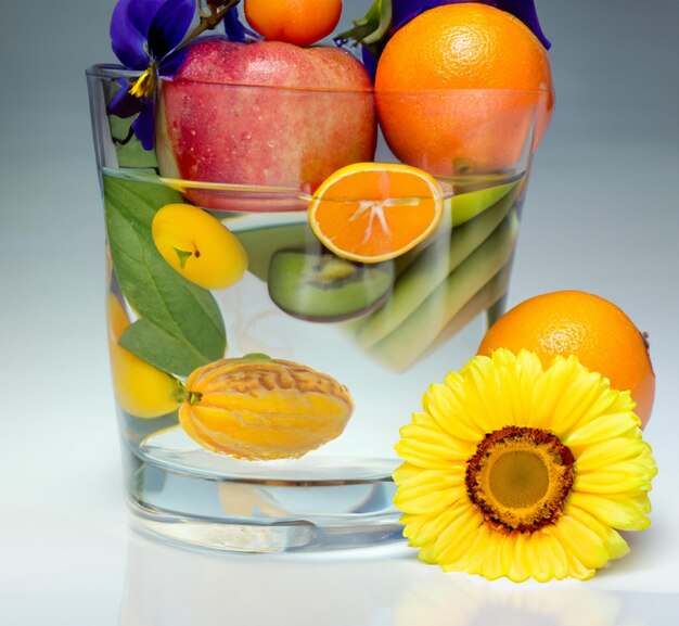 Fruits water glasses cola flowers AIgenerated pictures