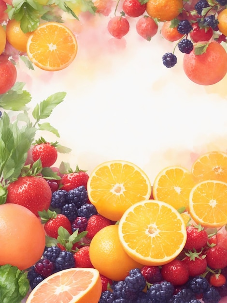 Fruits in watercolor style AI