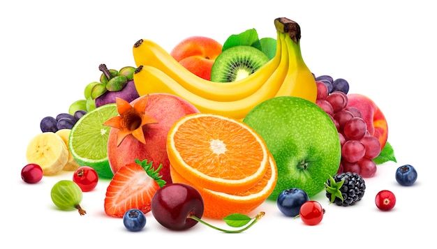 Fruits on white surface