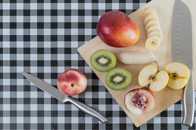 Fruits on wooden board