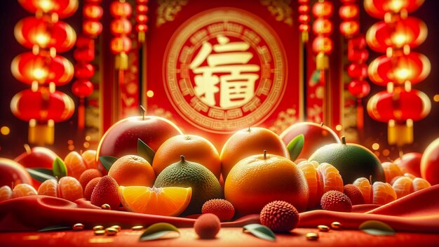 Fruits worshiped during Chinese New Year AI Generate images