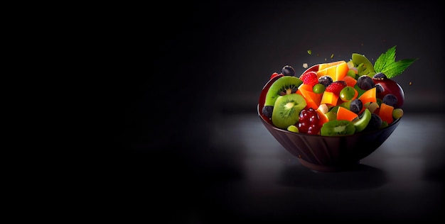 fruitsalade realistische 3D, productshowcase voor voedselfotografie