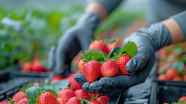 Fruitwetenschappers gebruiken hydroponische kasteelt met geavanceerde technologie om de groei van groente aardbeien te volgen