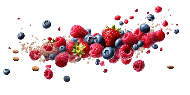 Photo fruity levitation a colorful symphony of floating berries and fruits