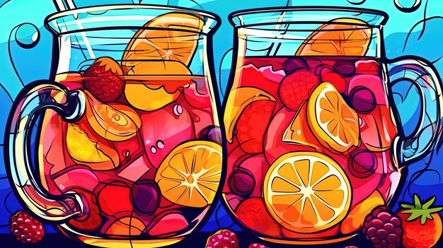 Fruity sangria variations Fantasy concept Illustration painting