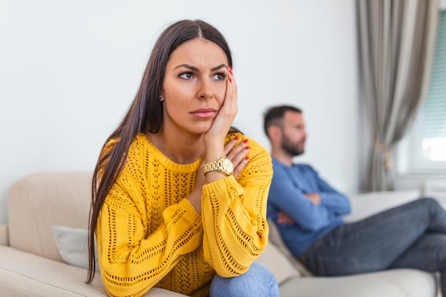 Frustrated couple arguing and having marriage problems Couples who are fighting Disappointed in love Concept for divorce Couple not speaking to each other