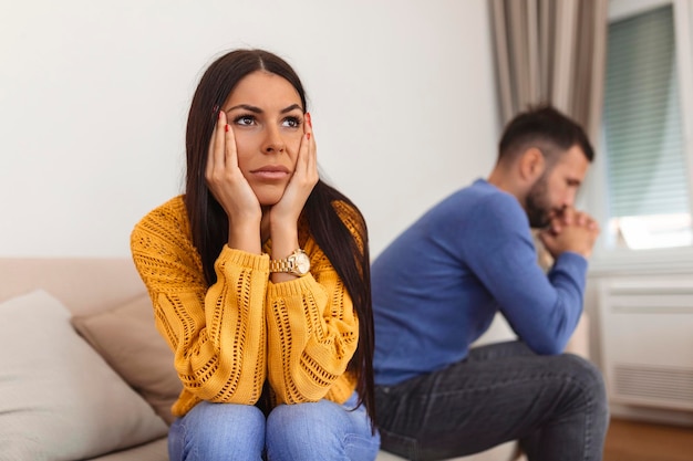 Frustrated couple arguing and having marriage problems Couples who are fighting Disappointed in love Concept for divorce Couple not speaking to each other