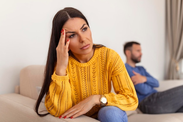 Frustrated couple arguing and having marriage problems Couples who are fighting Disappointed in love Concept for divorce Couple not speaking to each other