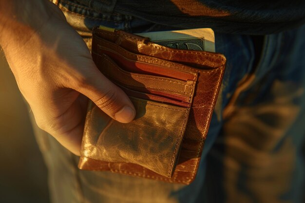 Frustrated person holding a wallet with empty pock