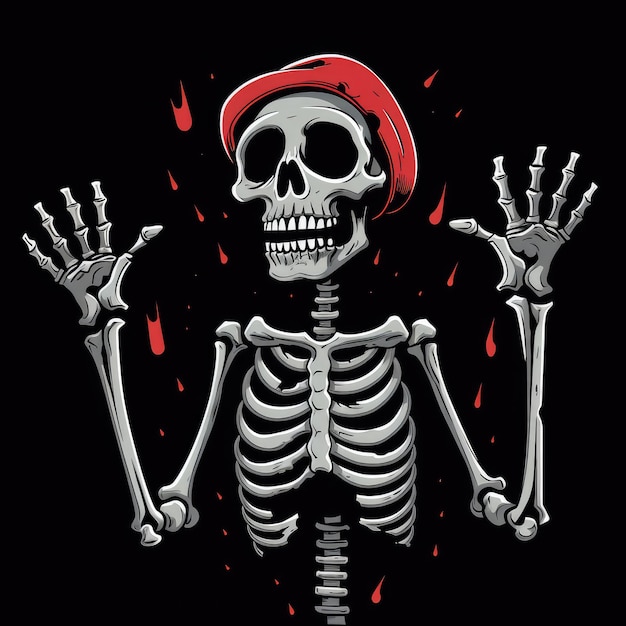 The Frustrated Skeleton A Drooping Cartoon Art against a Black Background