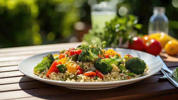 Fry cooked brown rice