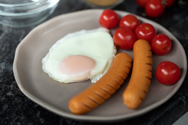 Fry egg in pan breakfast easy cooking in kitchen