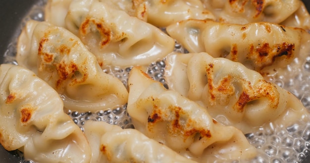 Fry Meat dumpling in pan