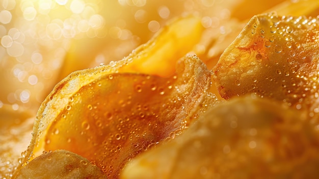 Photo frying potato chips close up
