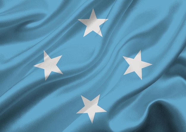 Photo fs micronesia flag waving in the wind