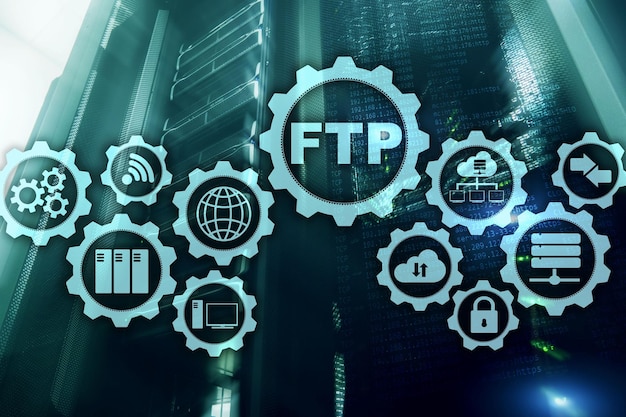 FTP File Transfer Protocol Network Transfer data to server on supercomputer background