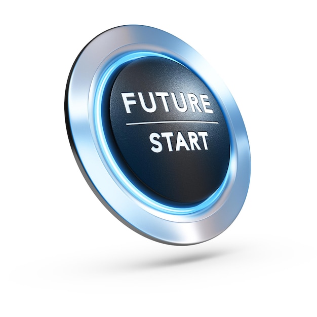 Fture start button over white background Concept of life change or strategic vision