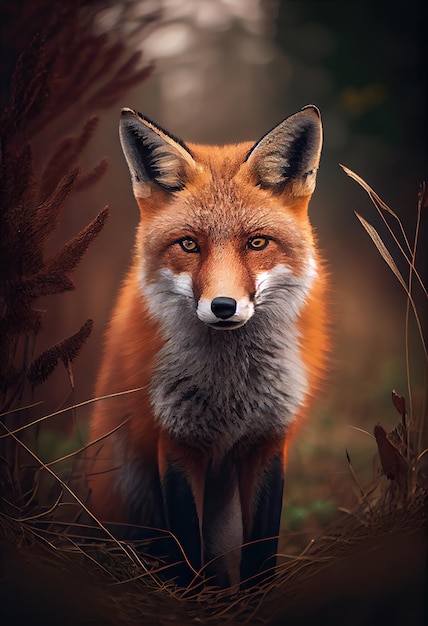 Photo fuchs im nebel generative ai