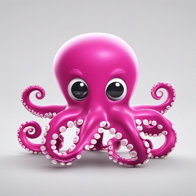 Fuchsia octopus character isolated flat childish colorful vector icon on white background generated by AI