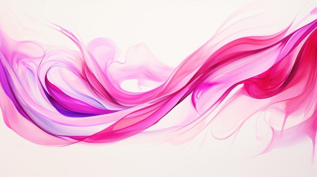 白いキャンバスにフクシア ウェーブ抽象的な紫とピンクのデザイン