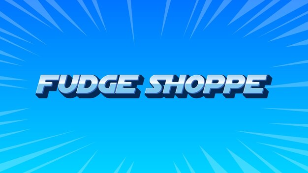 Photo fudge shoppe 3d blue text