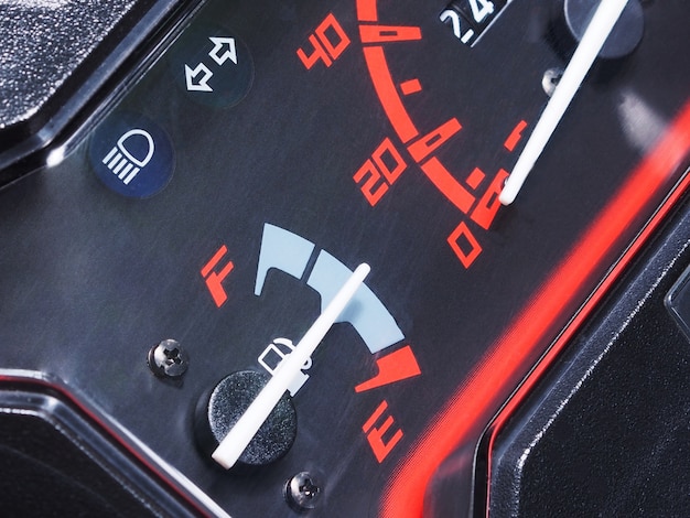 Fuel gauge on motorcycle dashboard