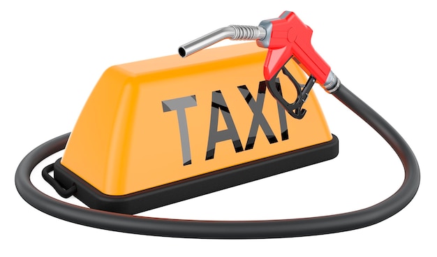 Fuel pump nozzle with taxi sign 3D rendering