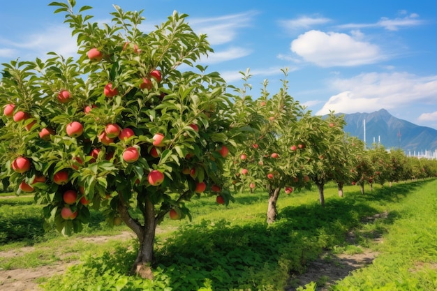 Fuji apple trees in hirosaki ringo apple park