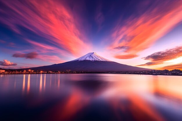 Foto paesaggio della montagna fuji in giappone