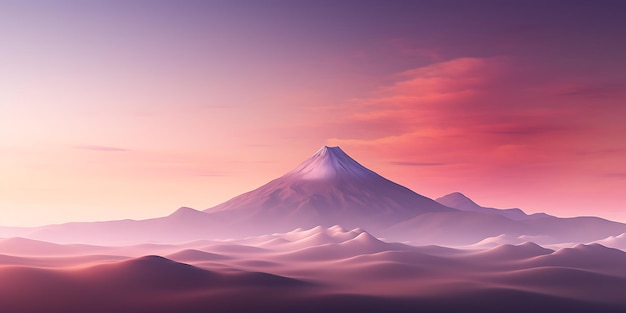 夕暮れの富士山 3Dイラスト 自然の背景