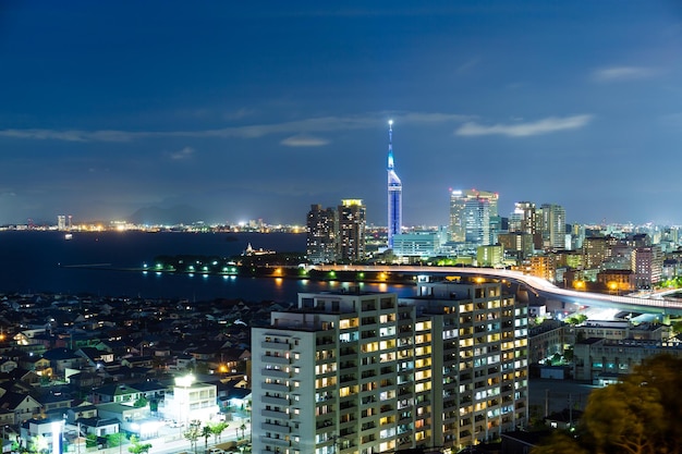 Fukuoka city at night