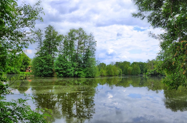 Fulda rivier in Aueweiher Park in Fulda Hessen Duitsland