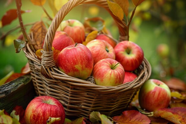 Photo full apple basket generate ai