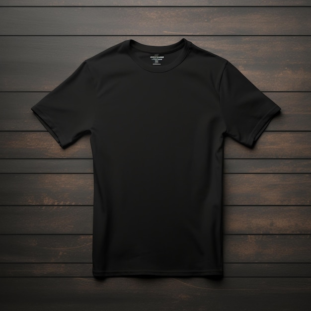 A full black blank t shirt mockup dark background structure