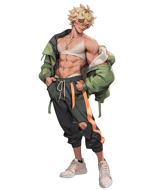 Muscular Anime Man Shirtless Manga Boy