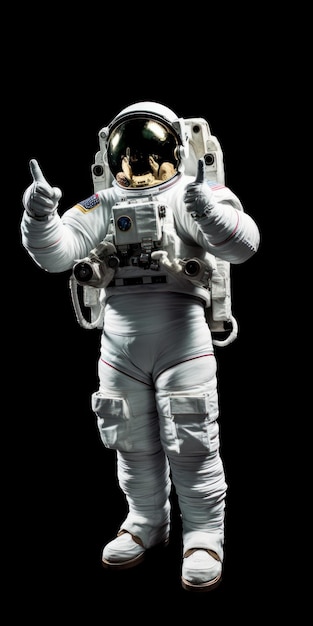 Full body of astronaut on black background