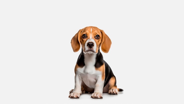 Full body beagle with a white background