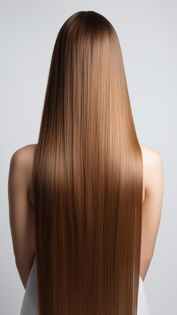 Full body Beautiful keratin treated hair on white background