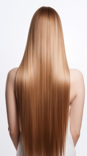 Full body Beautiful keratin treated hair on white background