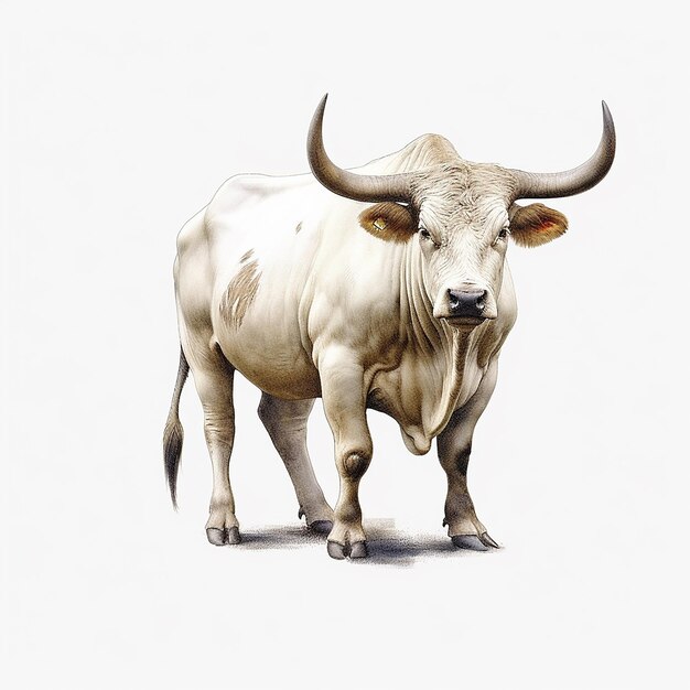 Photo full body bull on white background realism on a transparent layer